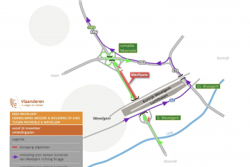 Vernieuwing wegdek en riolering op E403 tussen Moorsele en Wevelgem